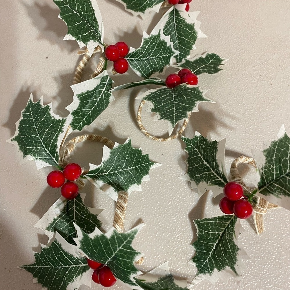 Holly and Berries Napkin Rings Set of 6